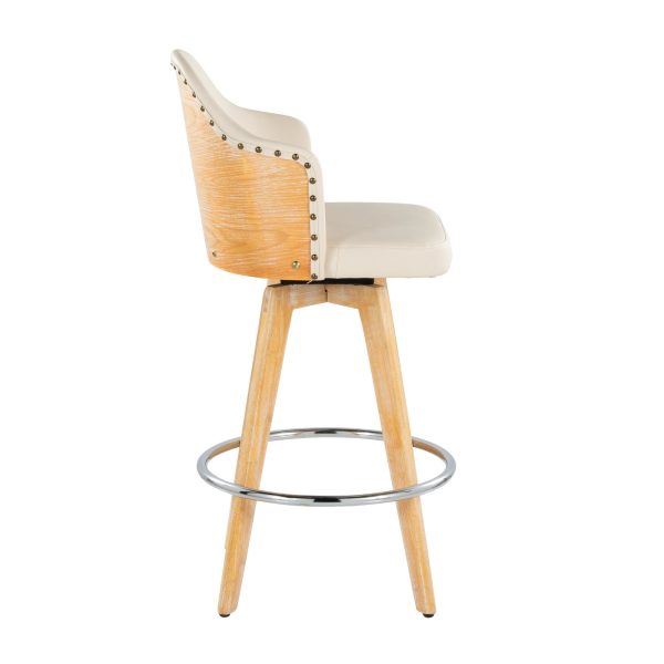 Ahoy 26 Inch Natural Bamboo Cream Swivel Counter Stools Set of 2 6