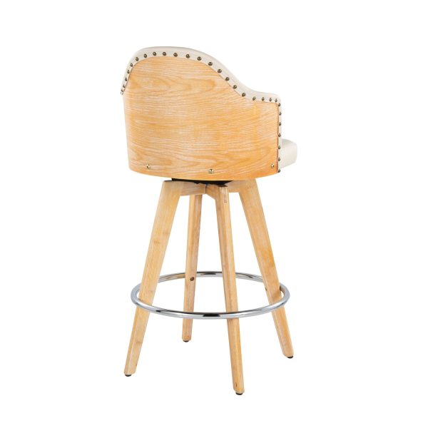 Ahoy 26 Inch Natural Bamboo Cream Swivel Counter Stools Set of 2 7