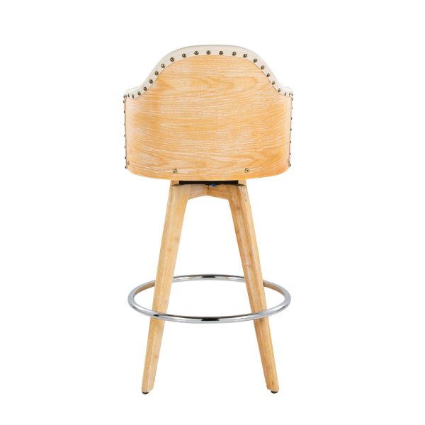 Ahoy 26 Inch Natural Bamboo Cream Swivel Counter Stools Set of 2 8