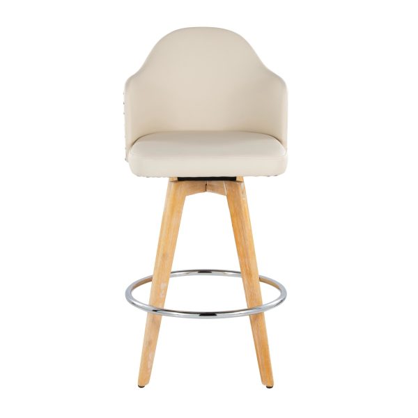 Ahoy 26 Inch Natural Bamboo Cream Swivel Counter Stools Set of 2 9