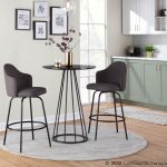 Ahoy Black Metal Charcoal Fabric Contemporary Counter Stool (Set of 2)