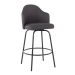 Ahoy Black Metal Charcoal Fabric Contemporary Counter Stool (Set of 2)