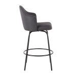 Ahoy Black Metal Charcoal Fabric Contemporary Counter Stool (Set of 2)