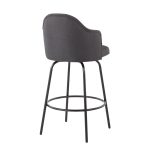 Ahoy Black Metal Charcoal Fabric Contemporary Counter Stool (Set of 2)