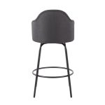 Ahoy Black Metal Charcoal Fabric Contemporary Counter Stool (Set of 2)
