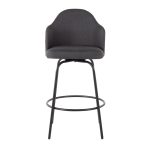 Ahoy Black Metal Charcoal Fabric Contemporary Counter Stool (Set of 2)