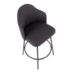 Ahoy Black Metal Charcoal Fabric Contemporary Counter Stool (Set of 2)