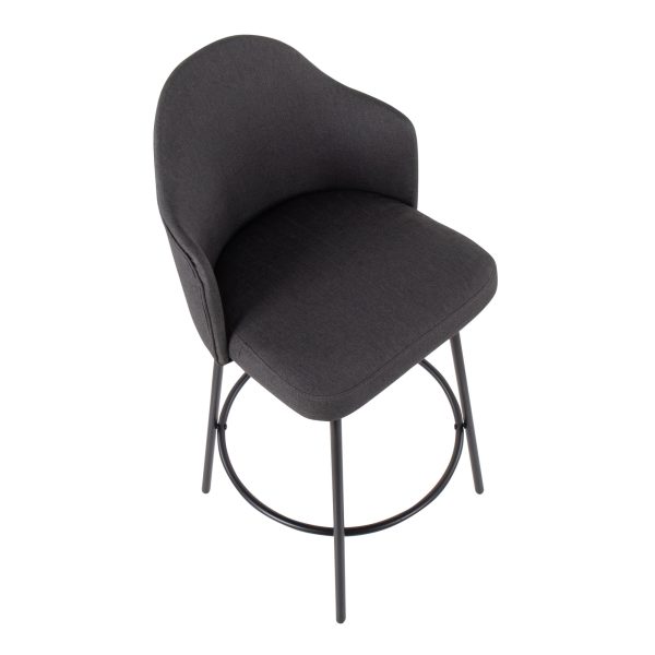 Ahoy Black Metal Charcoal Fabric Contemporary Counter Stool Set of 2 8