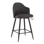 Ahoy Black Metal and Charcoal Contemporary Counter Stools (Set of 2)