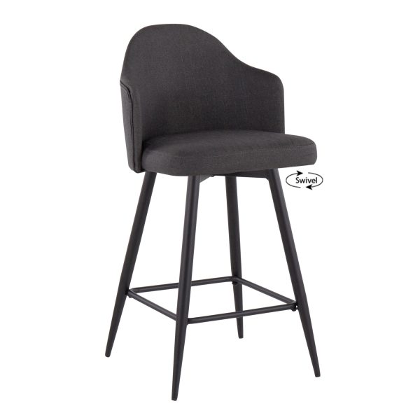 Ahoy Black Metal and Charcoal Contemporary Counter Stools Set of 2 2