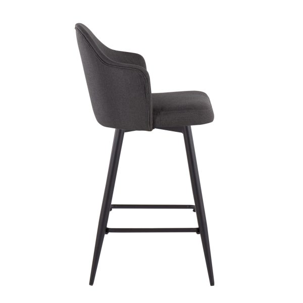 Ahoy Black Metal and Charcoal Contemporary Counter Stools Set of 2 3