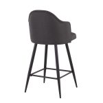 Ahoy Black Metal and Charcoal Contemporary Counter Stools (Set of 2)