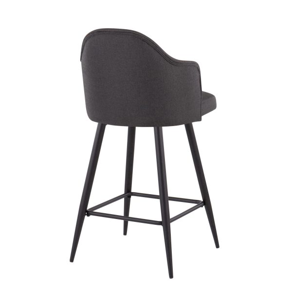 Ahoy Black Metal and Charcoal Contemporary Counter Stools Set of 2 4