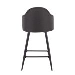 Ahoy Black Metal and Charcoal Contemporary Counter Stools (Set of 2)