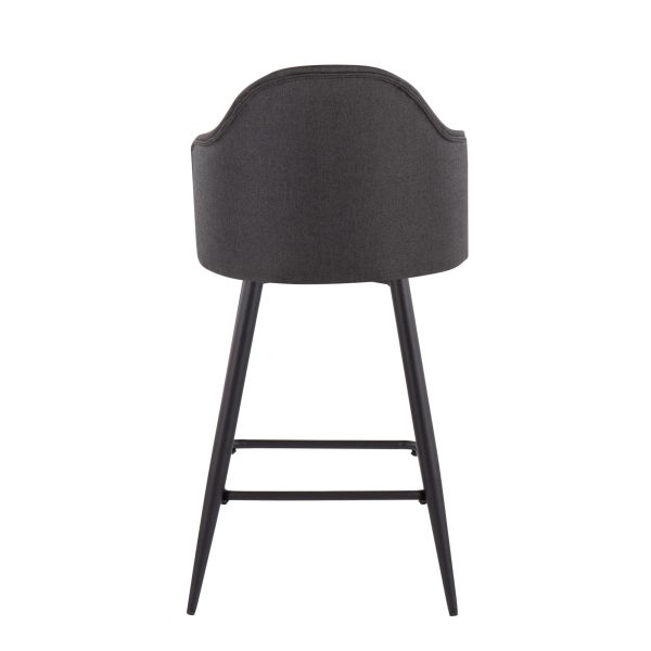 Ahoy Black Metal and Charcoal Contemporary Counter Stools Set of 2 5