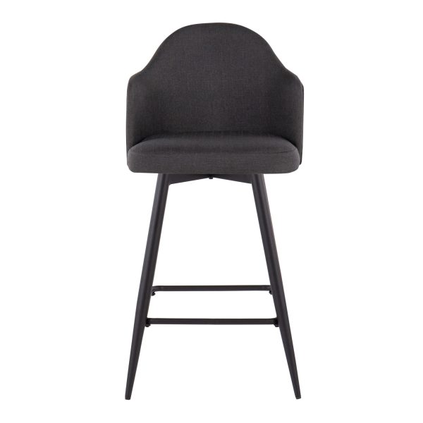 Ahoy Black Metal and Charcoal Contemporary Counter Stools Set of 2 6