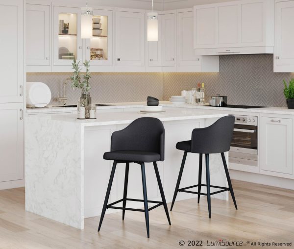 Ahoy Black Metal and Charcoal Contemporary Counter Stools Set of 2
