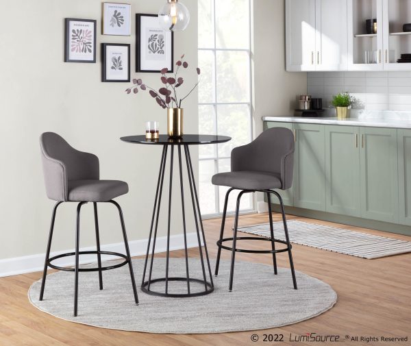 Ahoy Black Metal and Grey Contemporary Counter Stools Set of 2 1