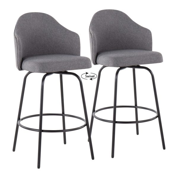Ahoy Black Metal and Grey Contemporary Counter Stools Set of 2 2