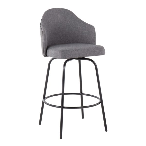 Ahoy Black Metal and Grey Contemporary Counter Stools Set of 2 3