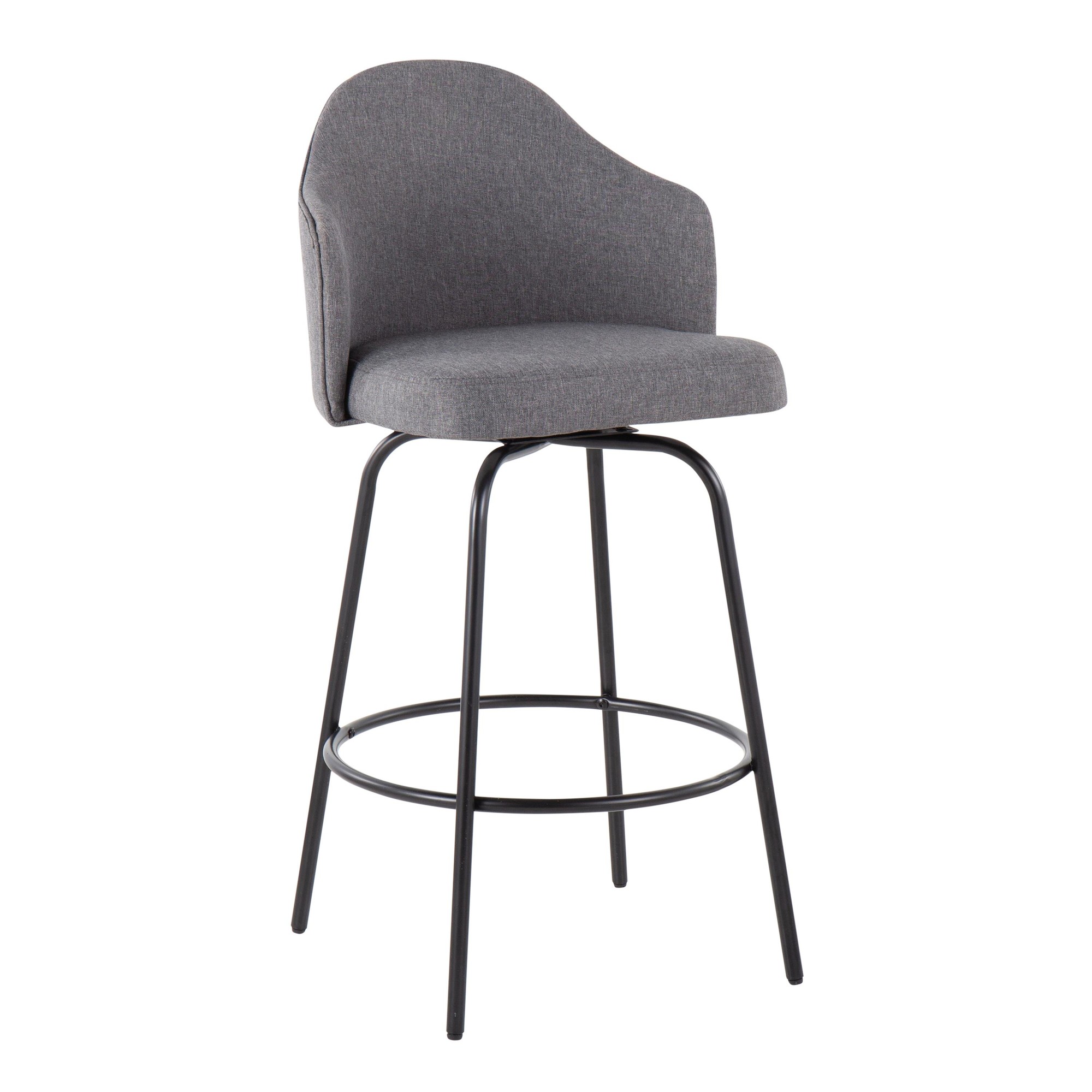 Ahoy Black Metal and Grey Contemporary Counter Stools (Set of 2) 4 Ahoy Black Metal and Grey Contemporary Counter Stools (Set of 2) - Image 4