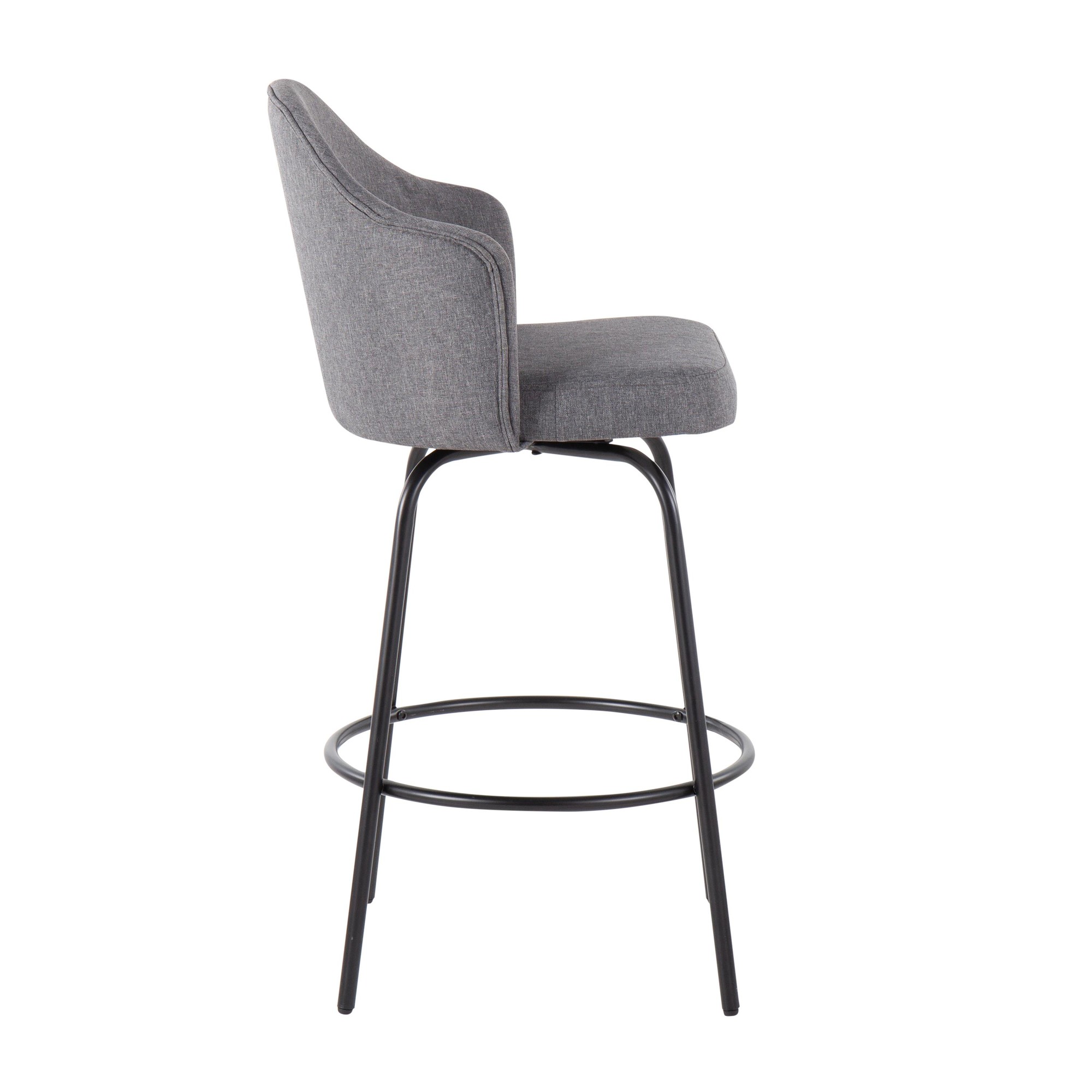 Ahoy Black Metal and Grey Contemporary Counter Stools (Set of 2) 5 Ahoy Black Metal and Grey Contemporary Counter Stools (Set of 2) - Image 5