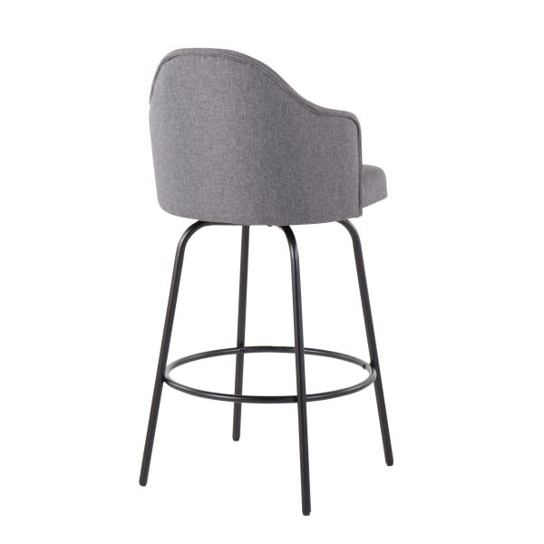 Ahoy Black Metal and Grey Contemporary Counter Stools Set of 2 5
