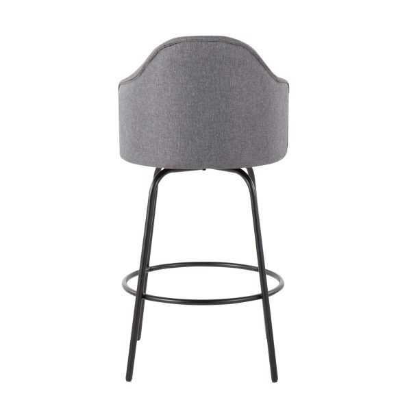 Ahoy Black Metal and Grey Contemporary Counter Stools Set of 2 6