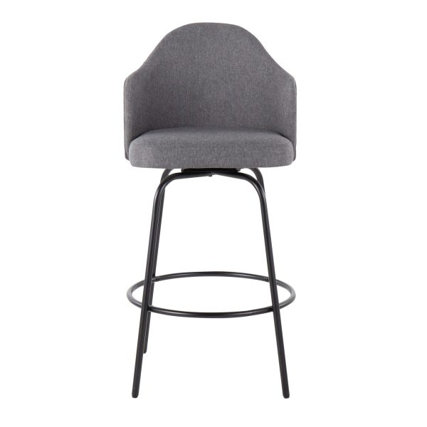 Ahoy Black Metal and Grey Contemporary Counter Stools Set of 2 7