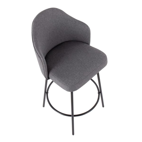 Ahoy Black Metal and Grey Contemporary Counter Stools Set of 2 8