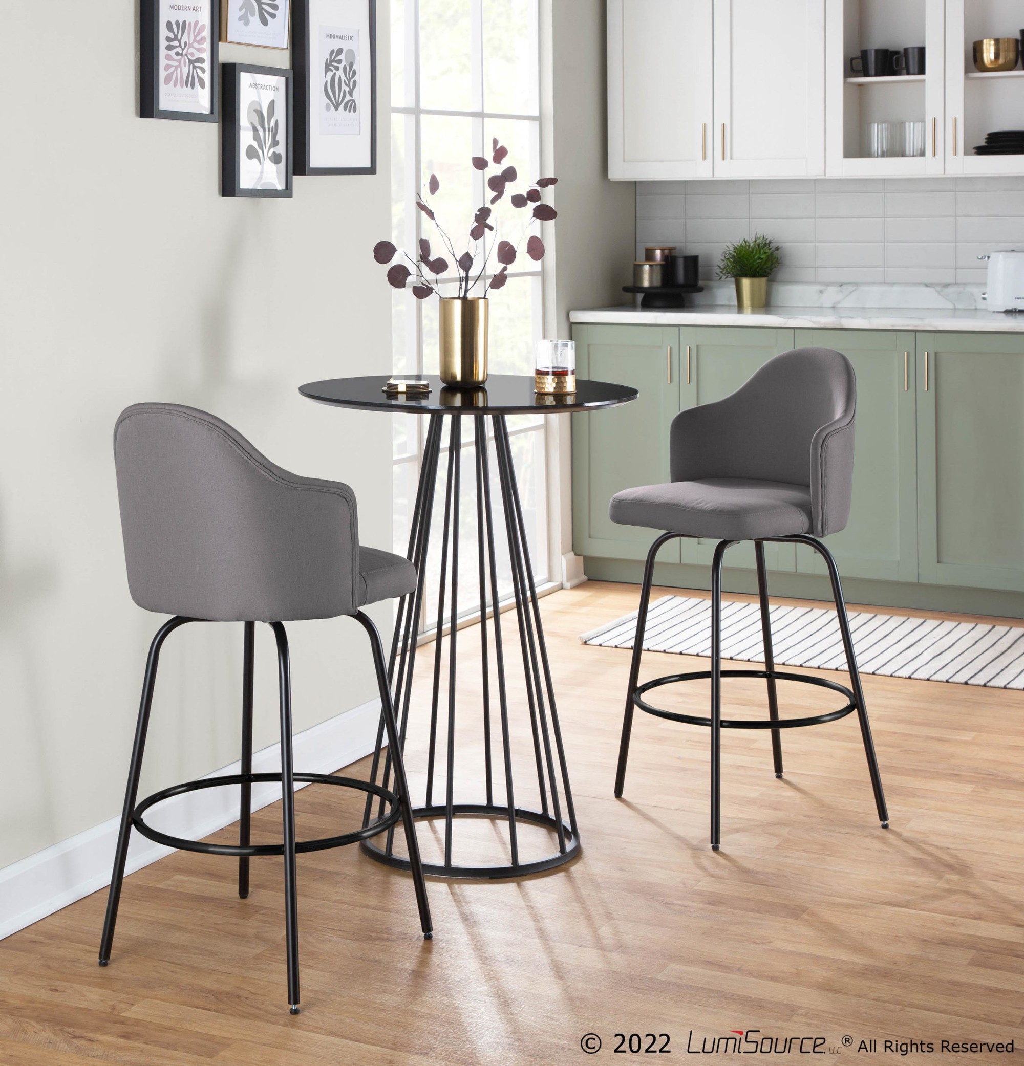 Ahoy Black Metal and Grey Contemporary Counter Stools (Set of 2) 1 Ahoy Black Metal and Grey Contemporary Counter Stools (Set of 2)