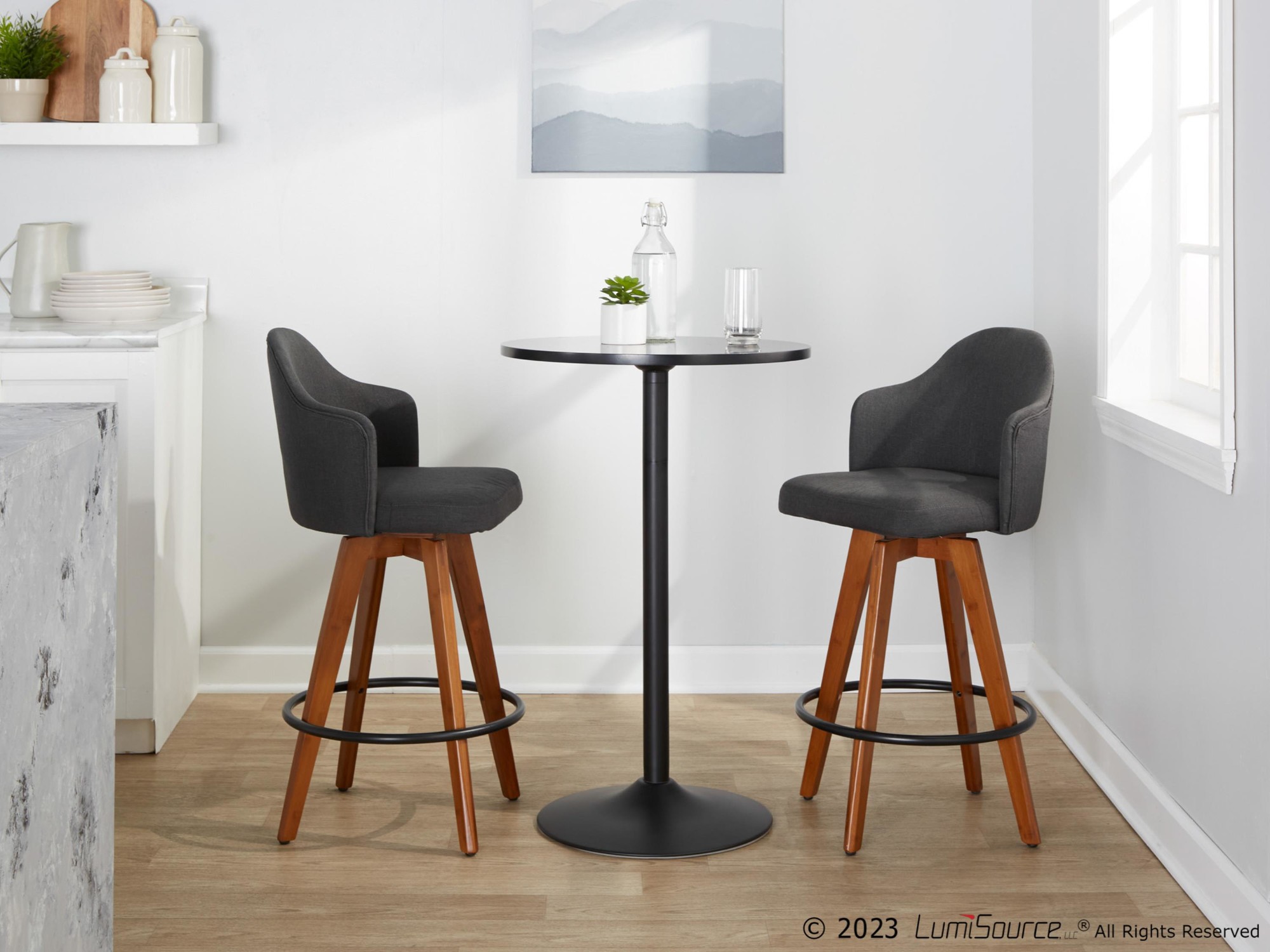 Ahoy Charcoal Contemporary Counter Stool Walnut Legs (Set of 2) 3 Ahoy Charcoal Contemporary Counter Stool Walnut Legs (Set of 2) - Image 3