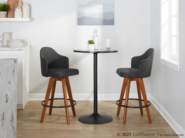 Ahoy Charcoal Contemporary Counter Stool Walnut Legs Set of 2 3
