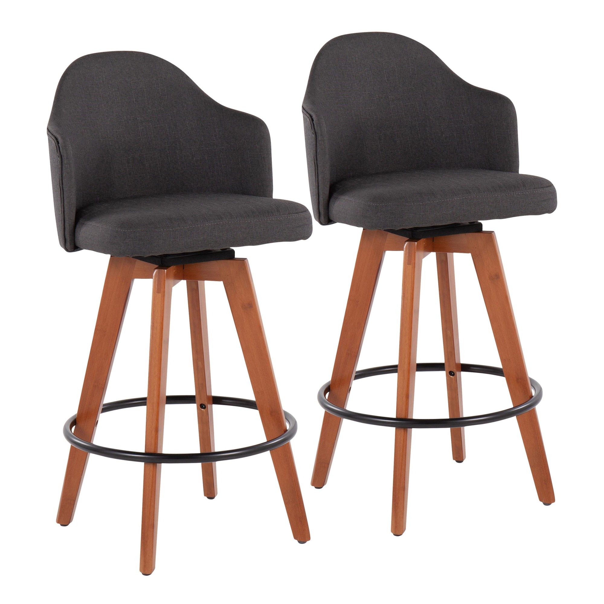 Ahoy Charcoal Contemporary Counter Stool Walnut Legs (Set of 2) 5 Ahoy Charcoal Contemporary Counter Stool Walnut Legs (Set of 2) - Image 5