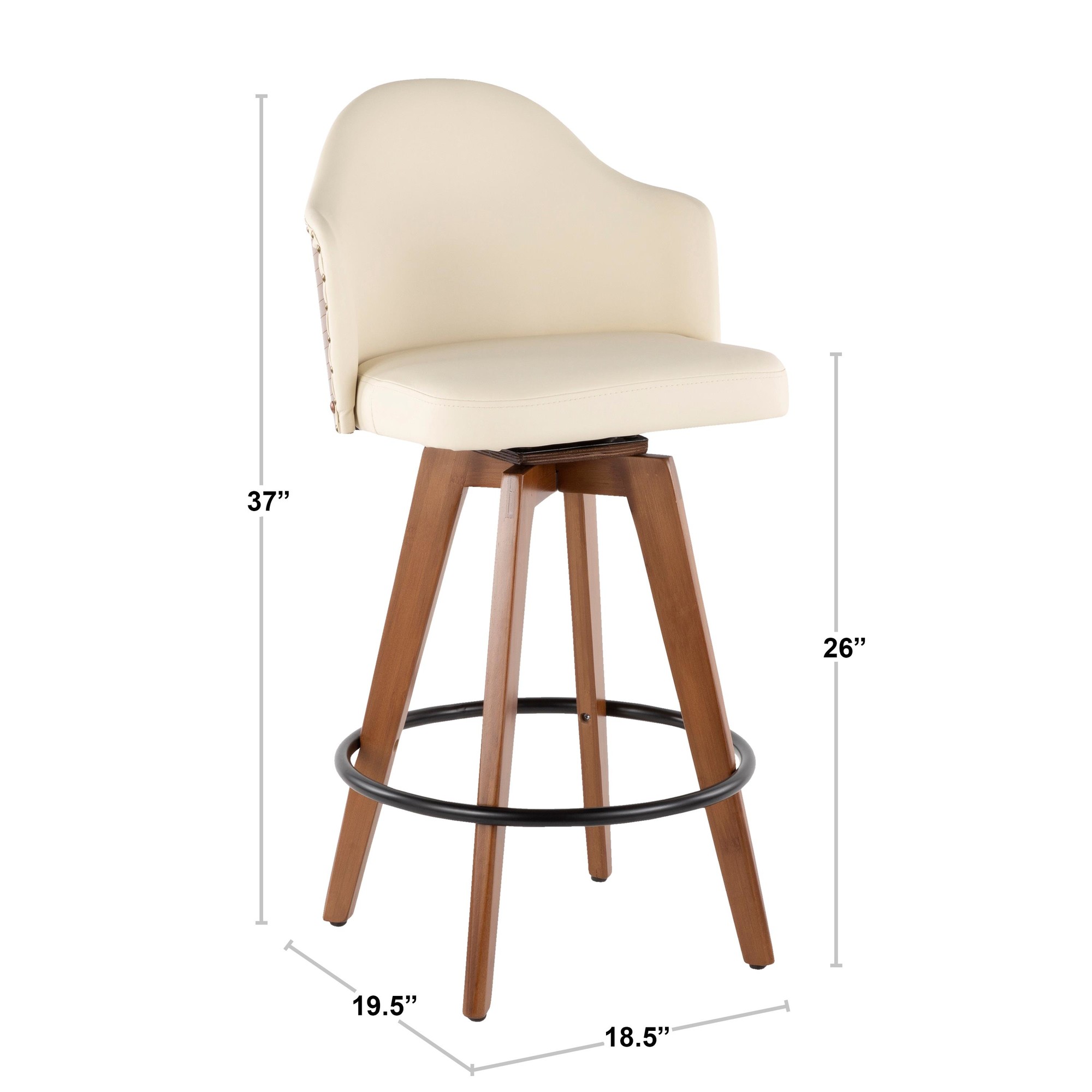 Ahoy Charcoal Contemporary Counter Stool Walnut Legs (Set of 2) 6 Ahoy Charcoal Contemporary Counter Stool Walnut Legs (Set of 2) - Image 6