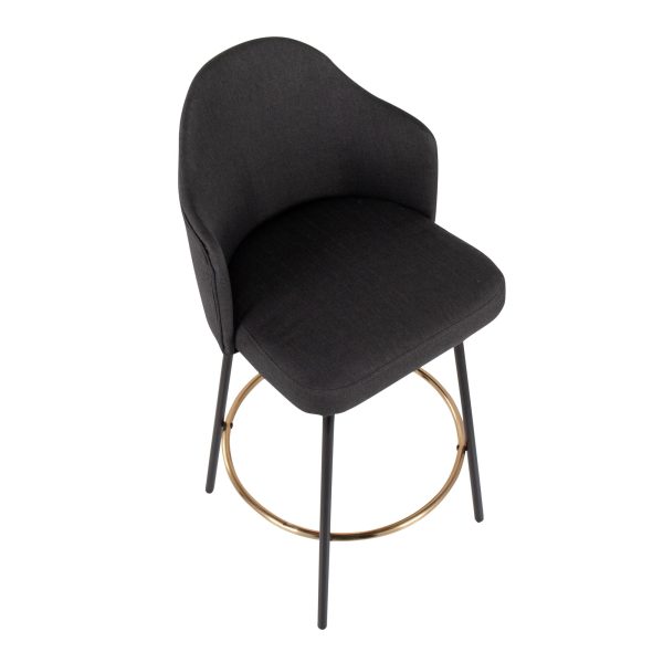 Ahoy Charcoal Fabric Black Metal Contemporary Counter Stools Set of 2 10