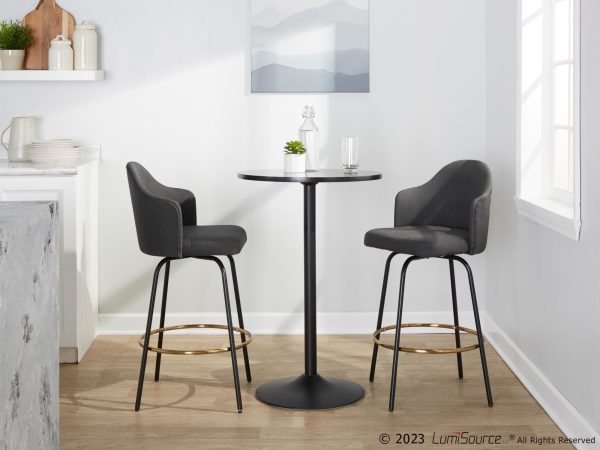 Ahoy Charcoal Fabric Black Metal Contemporary Counter Stools Set of 2 2