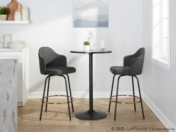 Ahoy Charcoal Fabric Black Metal Contemporary Counter Stools Set of 2 3