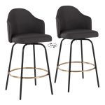 Ahoy Charcoal Fabric Black Metal Contemporary Counter Stools (Set of 2)