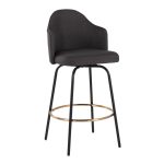 Ahoy Charcoal Fabric Black Metal Contemporary Counter Stools (Set of 2)