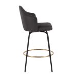 Ahoy Charcoal Fabric Black Metal Contemporary Counter Stools (Set of 2)