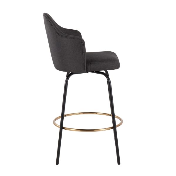 Ahoy Charcoal Fabric Black Metal Contemporary Counter Stools Set of 2 6