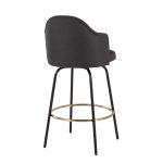 Ahoy Charcoal Fabric Black Metal Contemporary Counter Stools (Set of 2)