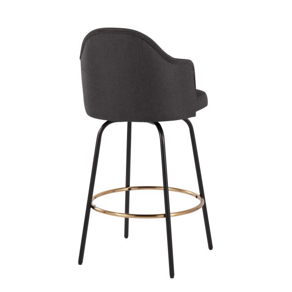 Ahoy Charcoal Fabric Black Metal Contemporary Counter Stools Set of 2 7