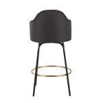 Ahoy Charcoal Fabric Black Metal Contemporary Counter Stools (Set of 2)