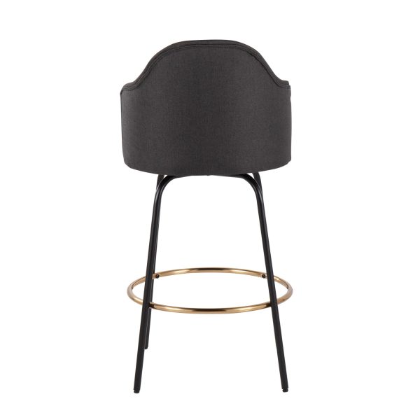 Ahoy Charcoal Fabric Black Metal Contemporary Counter Stools Set of 2 8