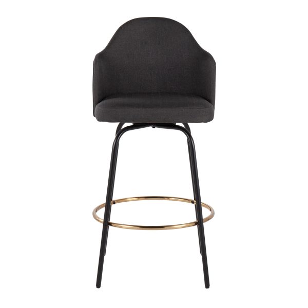 Ahoy Charcoal Fabric Black Metal Contemporary Counter Stools Set of 2 9
