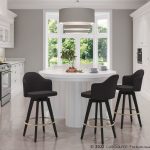 Ahoy Charcoal Fabric Contemporary 26-Inch Counter Stools w/ Charcoal Fabric Seat (Set of 2)