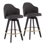 Ahoy Charcoal Fabric Contemporary 26-Inch Counter Stools w/ Charcoal Fabric Seat (Set of 2)