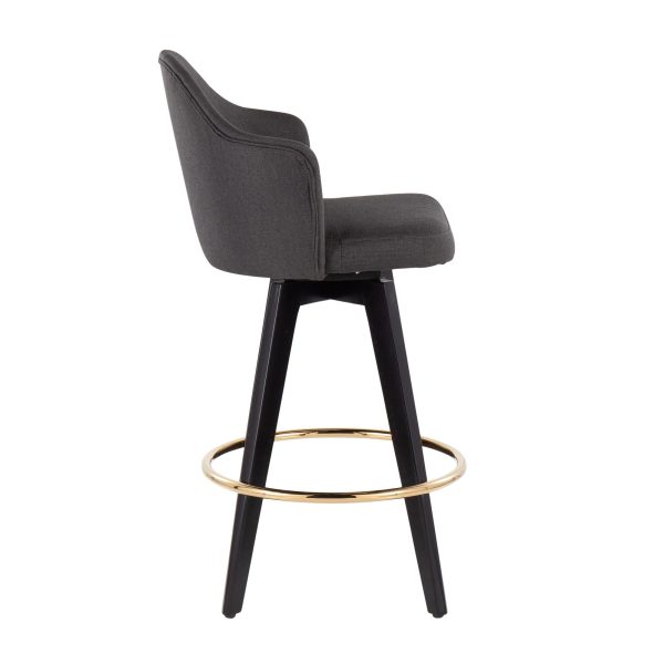 Ahoy Charcoal Fabric Contemporary 26 Inch Counter Stools w Charcoal Fabric Seat Set of 2 4